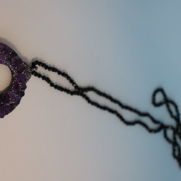 NEW Purple Black Chunky Statement Necklace - Picture 2 of 6